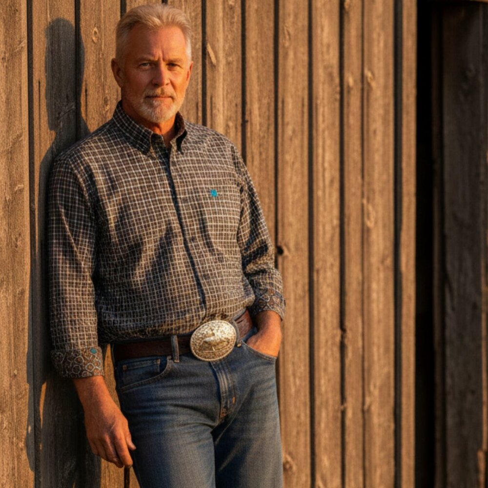 CINCH shirt men's western cotton cowboy - L